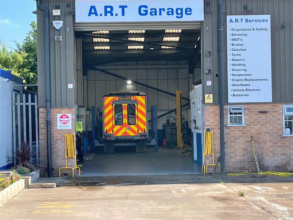 Vehicle in ART Garage Crewe for a vehicle service.